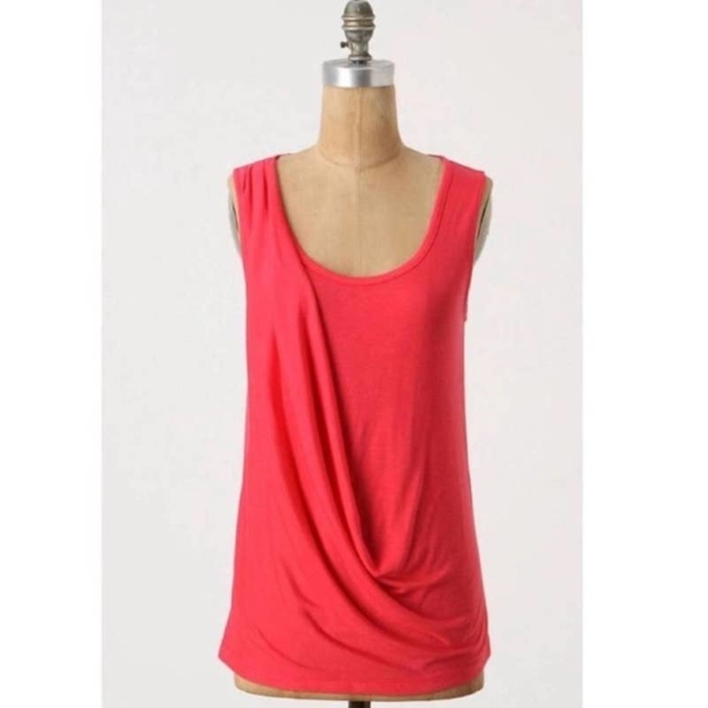 Anthropologie Swirlscape Drape Front Pink Tank Top